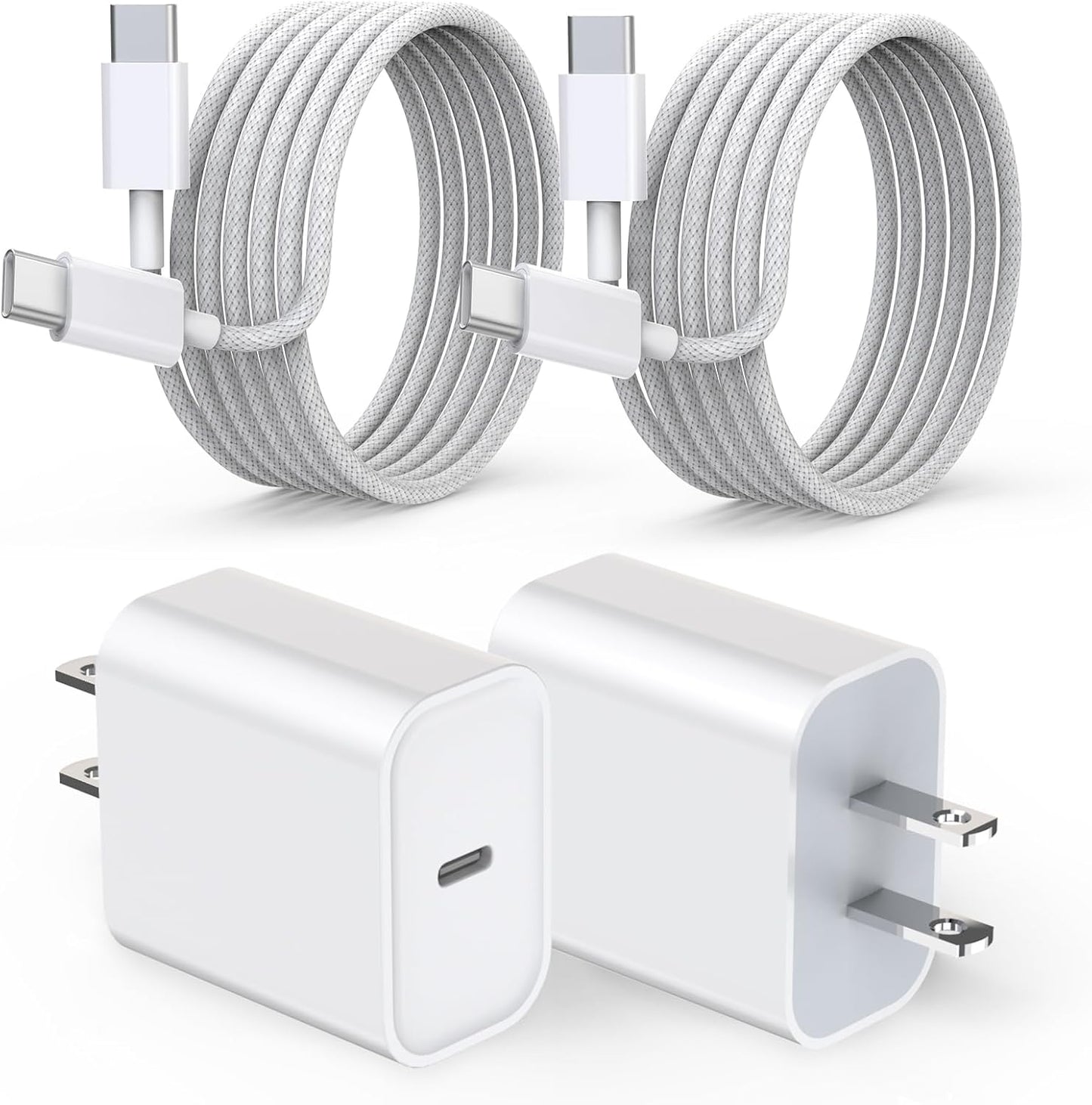 Charger for iPhone 17/16/15 Charger,Fast Charging iPhone 17/16/15 2Pack Type C Wall Adapter USB C Chargers Block 6FT USB-C to C Woven Cable for Apple iPhone 17 ProMax/Air/16 Plus/15,iPad Pro/Air/Mini