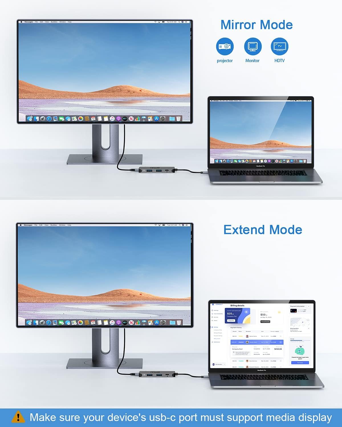 QGeeM USB C Hub 4 in 1 Multi-Port Digital AV Adapter 4K HDMI, 100W Power Delivery, 2 USB-A Data Ports, USB C Dongle Compatible for MacBook Pro Air Ipad HP Dell Lenovo iMac iPhone 15 Pro/Pro etc.