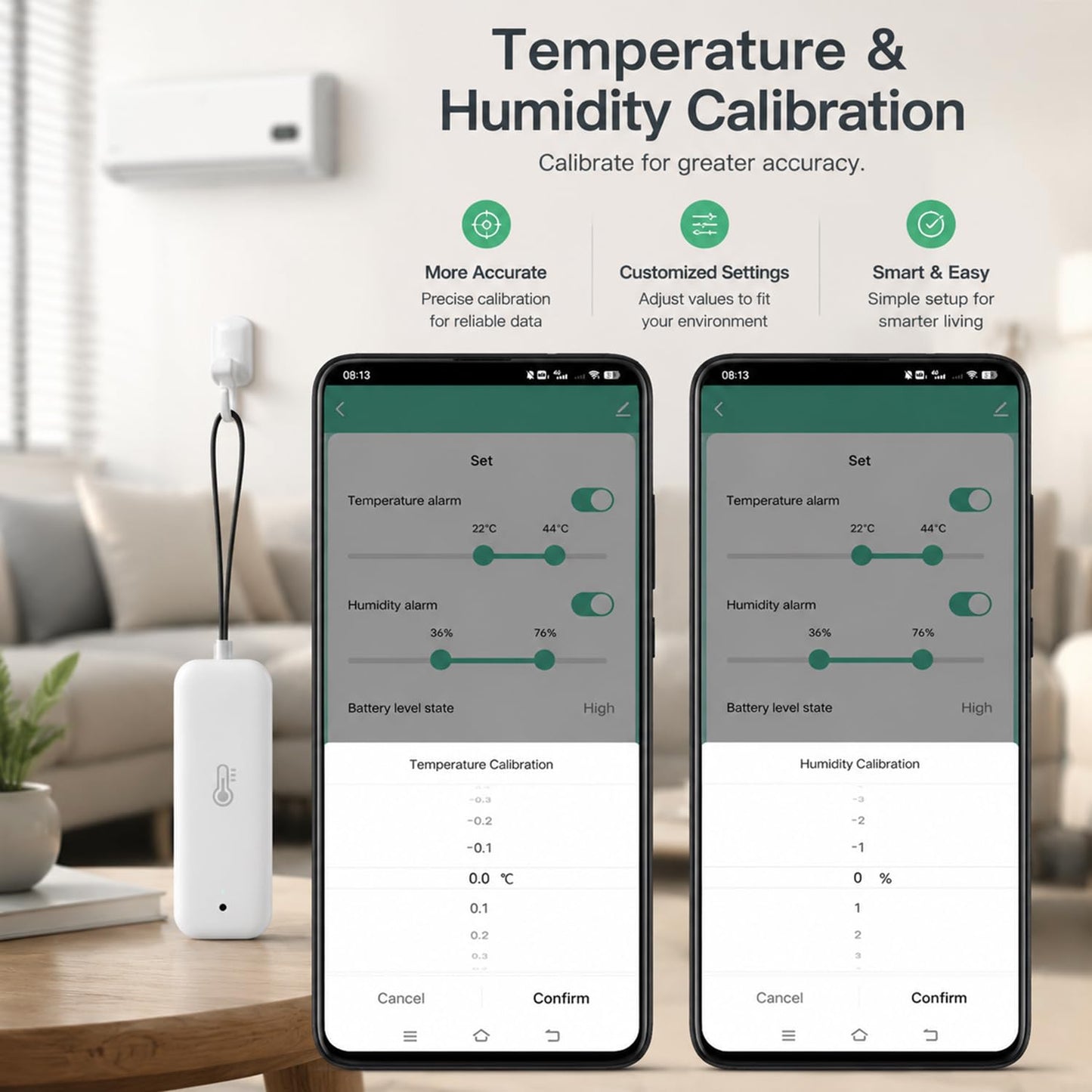 WiFi Hygrometer Thermometer Sensor: Wireless Smart Temperature Humidity Monitor with App Notification Alert, Data Storage Export, Calibration Function, Compatible with Alexa (White-4PCS)