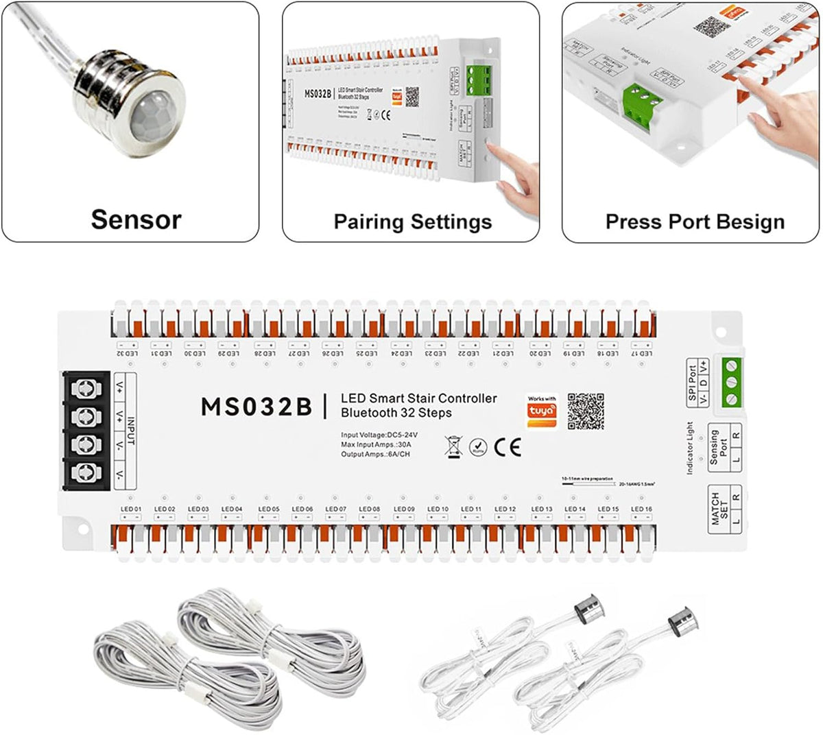 Tuya Smart APP WiFi Home Stairway Lighting Strip LED Motion Sensor Automatic Controller Kit 12V 24V 32 Channels (Wi-Fi)