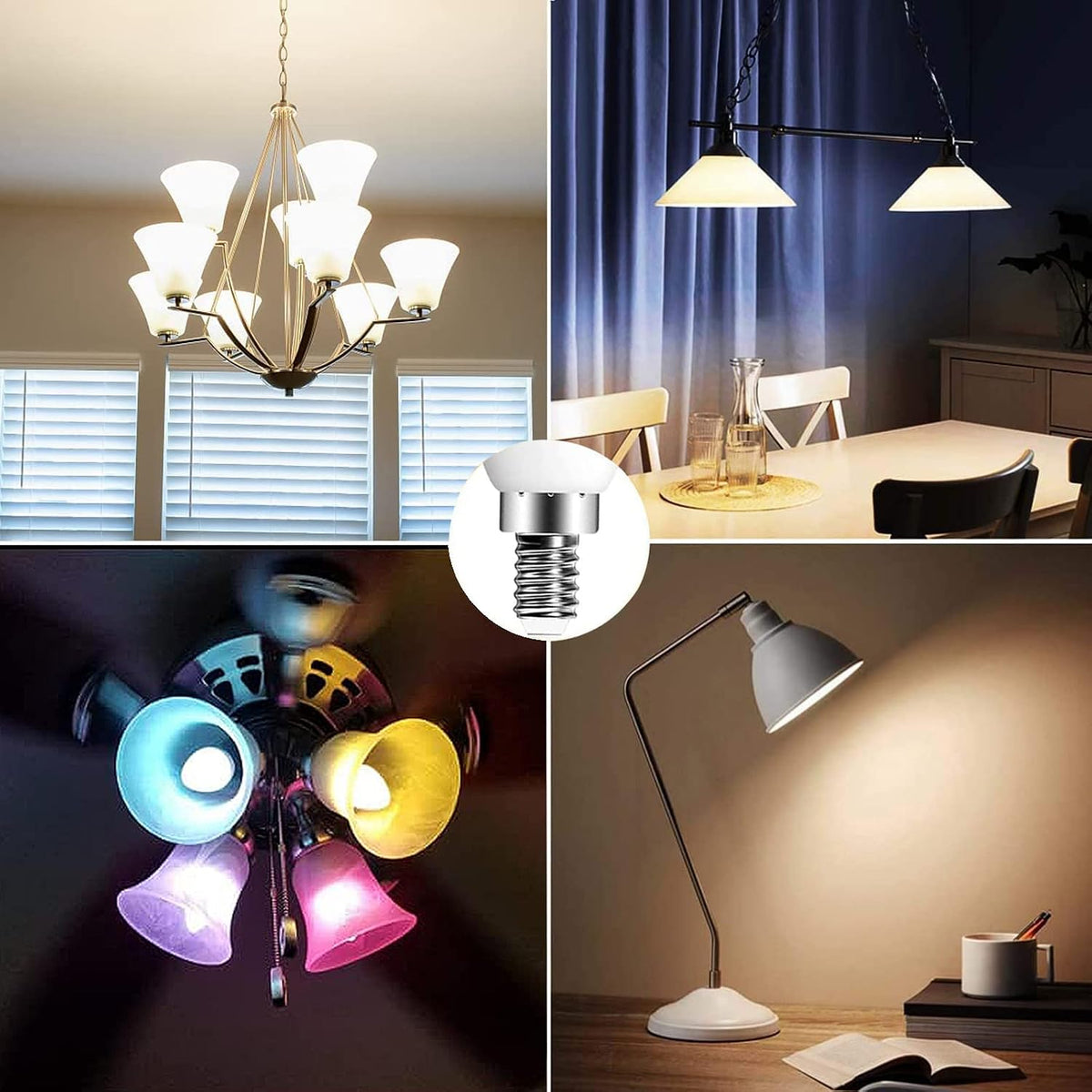E12 LED Candelabra Light Bulbs 40W Equivalent, B11 Color Changing Candle Bulb with Remote Control,Colored Chandelier Light Bulbs RGB Daylight,5 Watt,AC120V,12 Colors,2 Modes,Timer,Small Screw Base