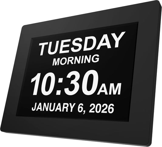 American Lifetime New 2026 Dementia Clock Large Digital Clock for Seniors, Large Display with Custom Alarms, Calendar Clock with Day & Date for Elderly, Clear Numbers Alzheimer Digital Clock Black