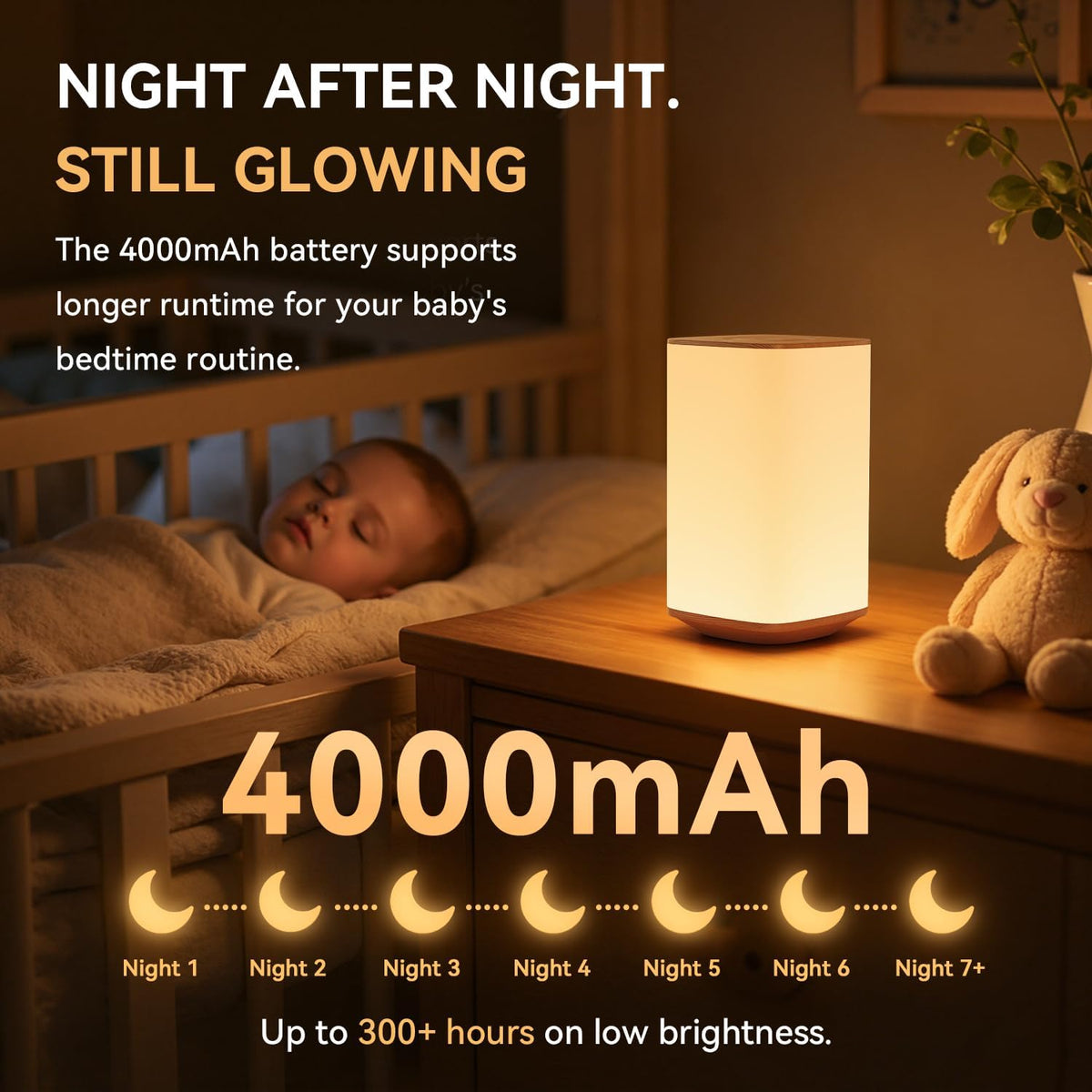 Auxmir Baby Night Light, 4000mAh, Remote, Touch, 256 RGB Colors, Brown