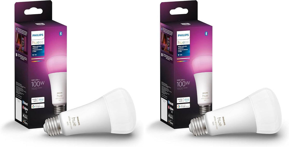 Philips Hue Smart LED A21 Bulb, White and Color Ambiance, E26 Base, 13.5W, Full Spectrum Light 1000K-20000K, 1600 Lumens, Dimmable, Compatible with Alexa, Google Assistant, and Apple Home, 1 Pack