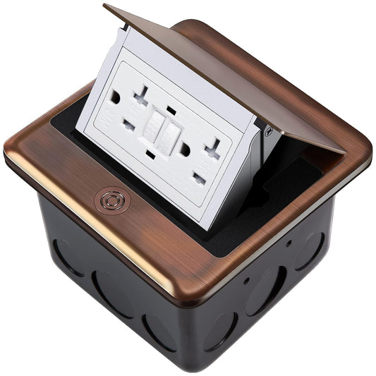 GFCI Pop Up Floor Electrical Outlet Cover Box Kit