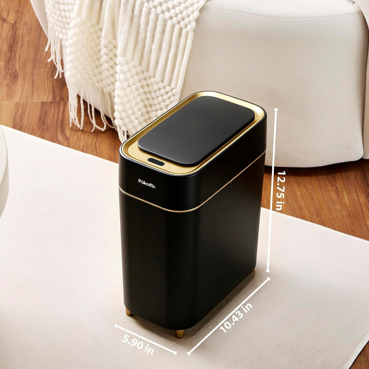 Pukomc Automatic Small Sensor Trash Can with Touchless Lid