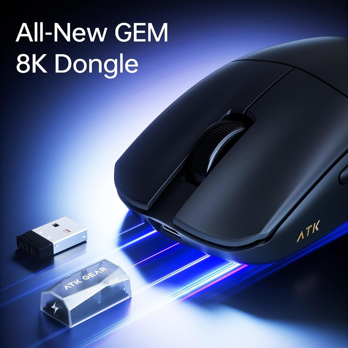 ATK Blazing Sky F1 V2 Ultra Max Wireless Gaming Mouse, PAW3395 Ultra Sensor, DPI up to 30,000, 54g Lightweight, 600 Hr Battery Life, All-New Nano Coating, Tri-Mode 2.4G/Bluetooth/Wired - Black