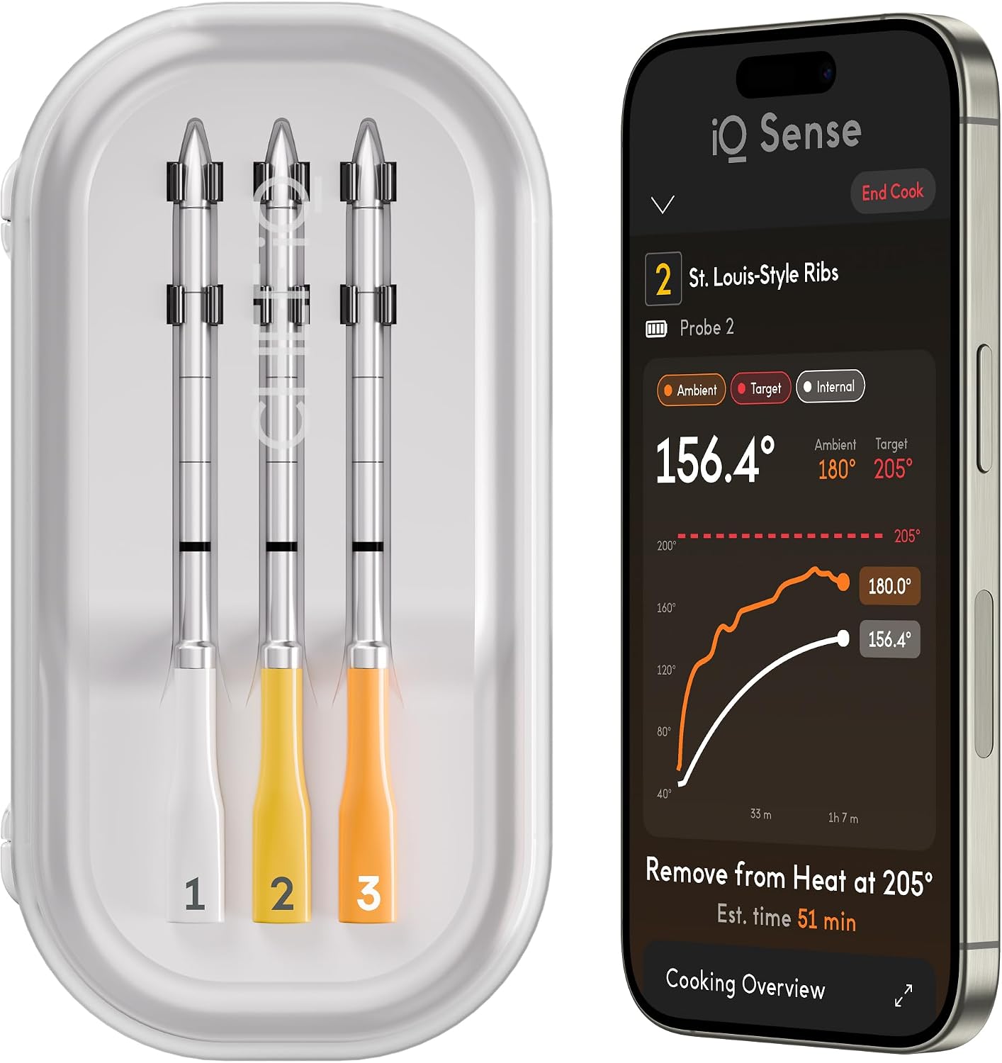 CHEF iQ Sense | Smart Wireless Meat Thermometer | 3 Ultra-Thin Probes | WiFi Unlimited Range | 1000°F Heat Safe | 5 Sensors | BBQ, Grill, Oven, Smoker, Air Fryer | Gen3