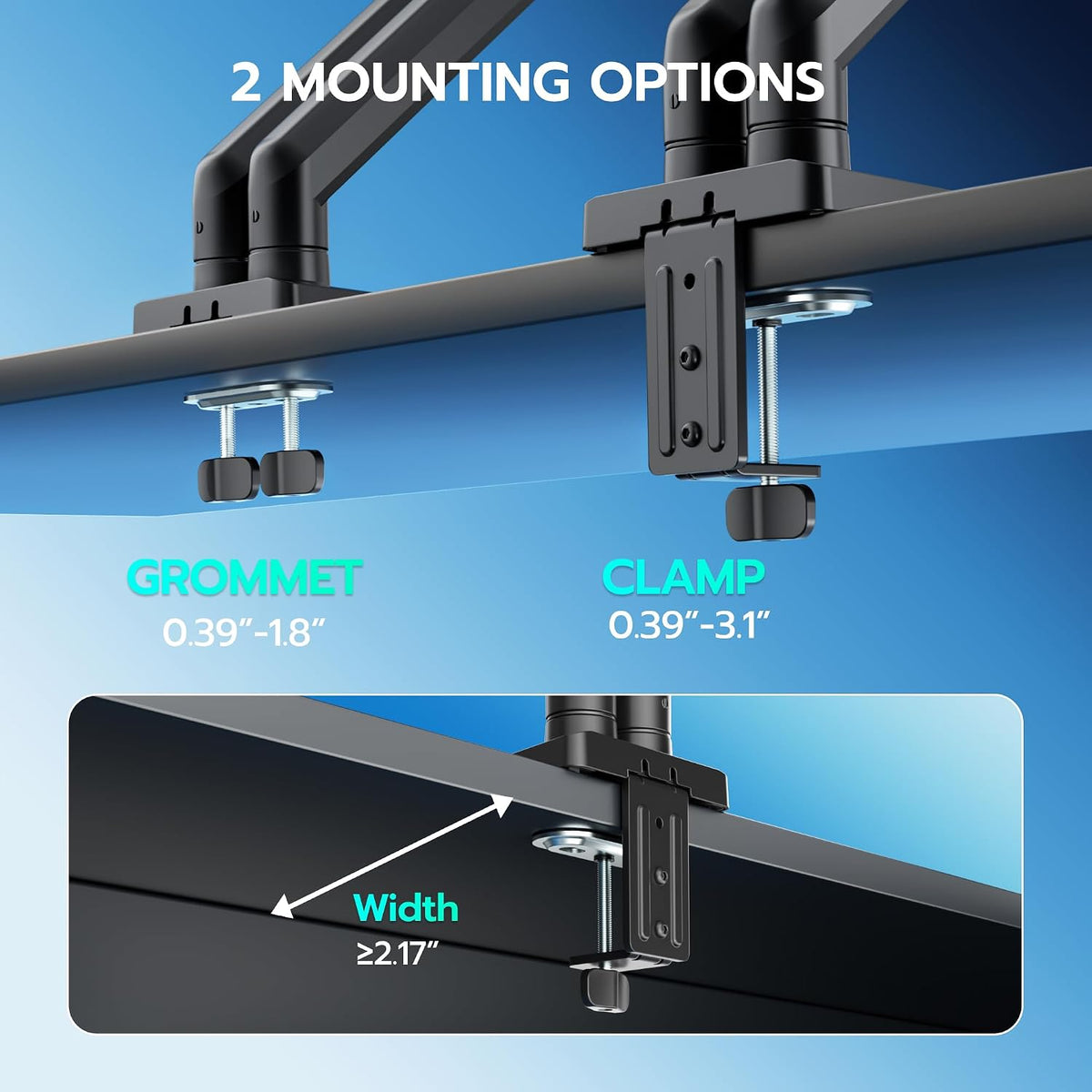 ARES WING Dual Monitor Mount for 17-35 inch Monitors, Black