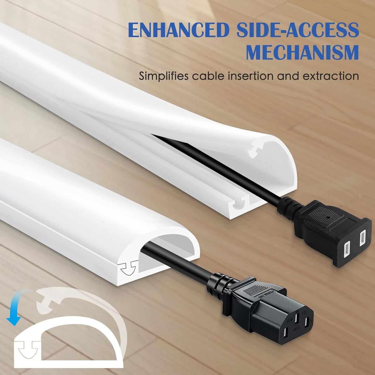 Silicone Cord Hider for Wall,118" Self-Adhesive Wire Hider for Cords,Side Open Cable Raceway Kit for Mounted TV,Flexible Cord Cover Cable Concealer Channel for Home & Office，Cavity 0.63" W x 0.31" H