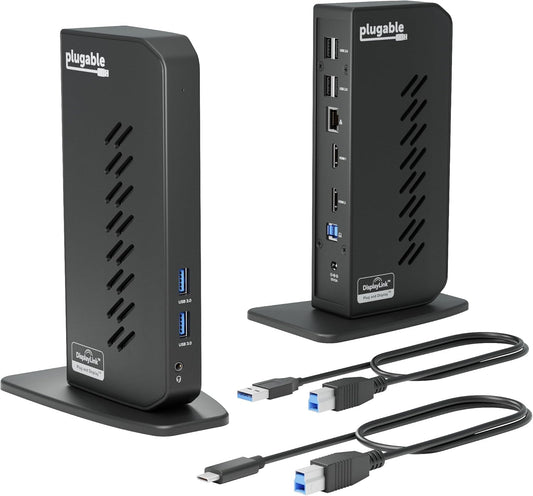 Plugable Dual 1080p HDMI Universal Docking Station for USB-C & USB 3.0 Laptop, 10 Ports, Windows/ChromeOS Plug & Play, macOS Driver Required (UD-3900Z)