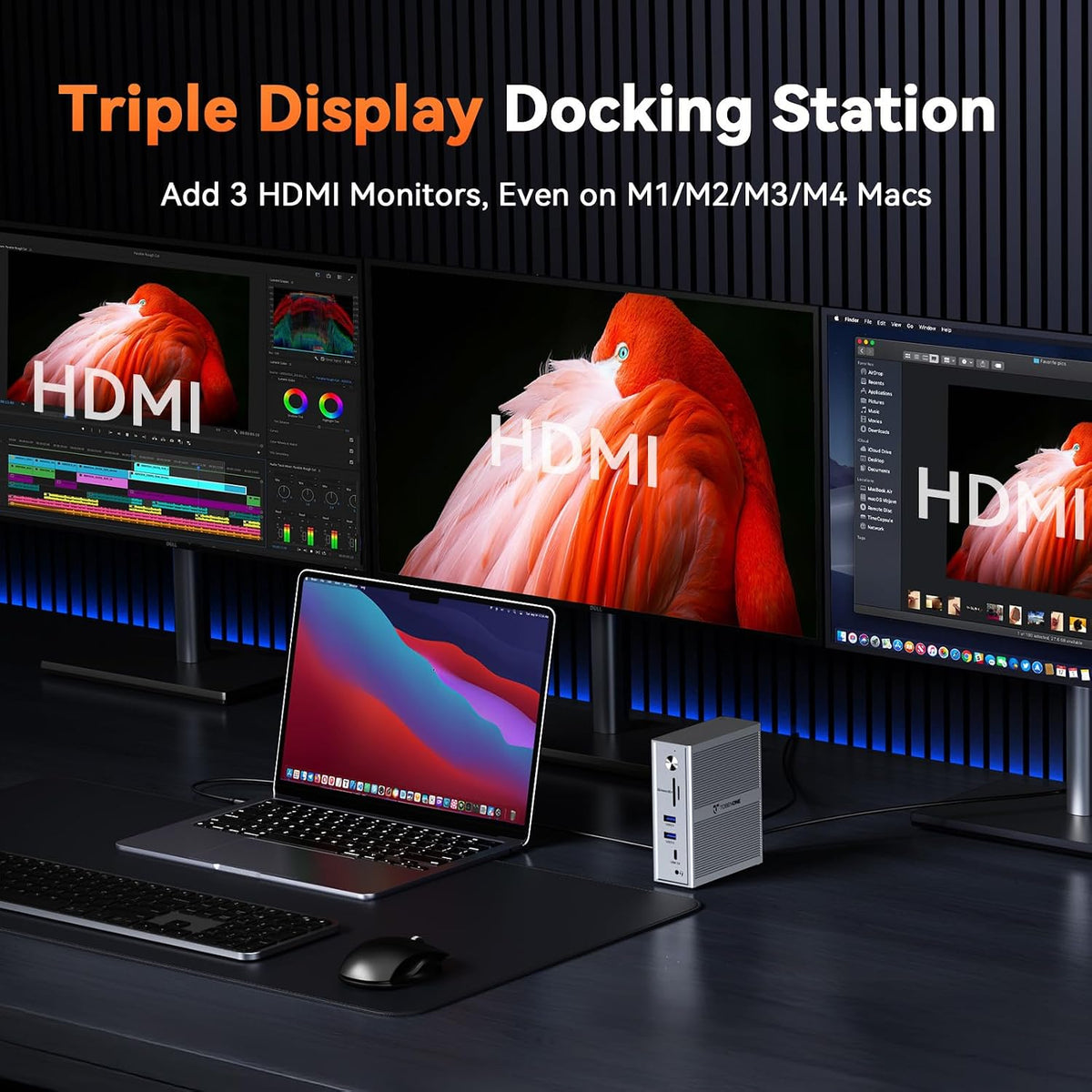 TobenONE USB C Laptop Docking Station 3 Monitors, Triple 4K DisplayLink