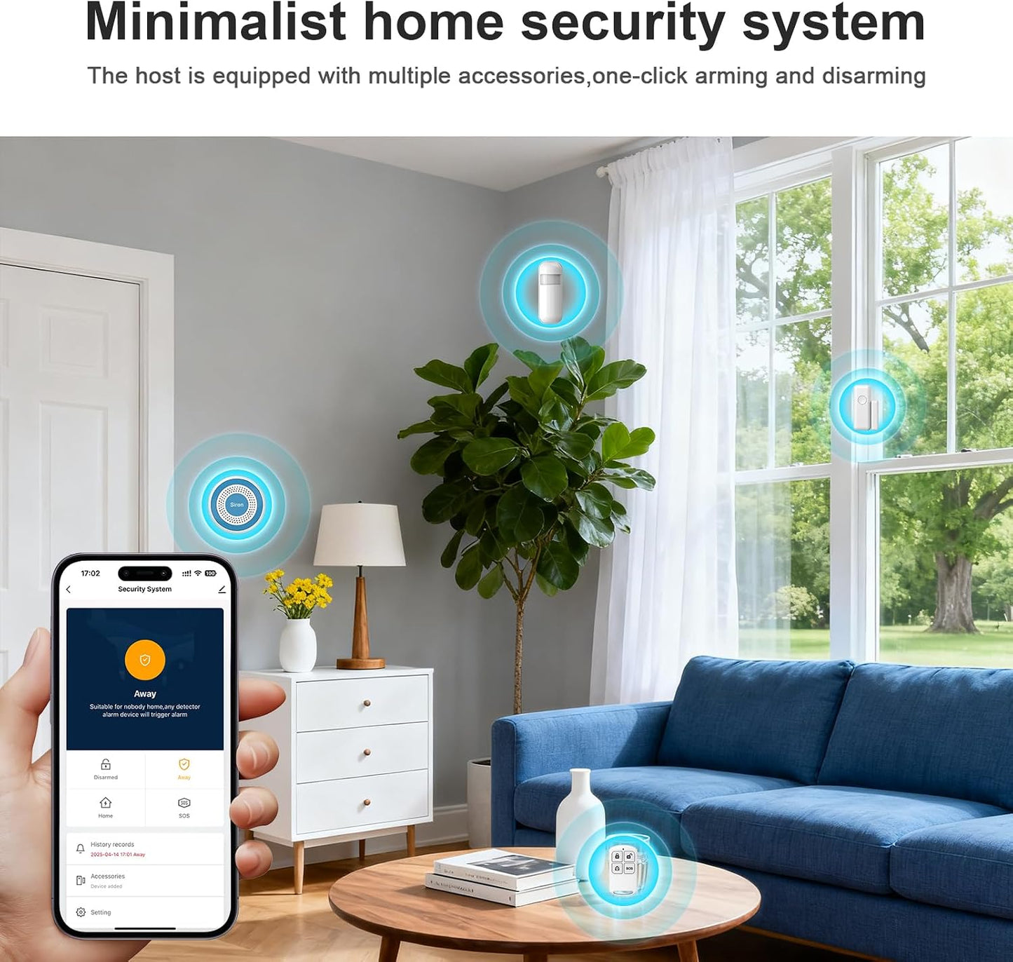 Home Security System with Smart Life or Tuya Instant App Alerts and Instant App Alerts,WiFi+4G Compatible with Alexa and Google DIY Alarm System Kit,Door/Window &amp; Motion Sensors,for Apartment