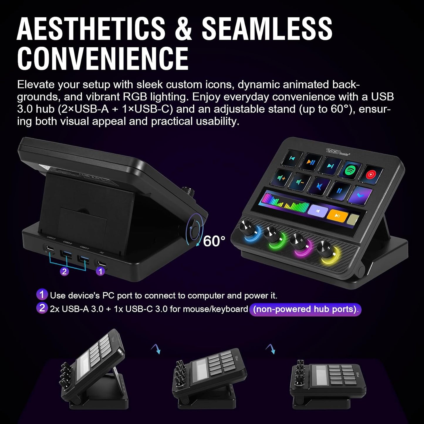 Macro Pad, Streaming Deck Stream Controller Soundboard Keypad, Programmable Keys USB Shortcut Keyboard for Gamer Streamer, Audio Mixer for OBS, YouTube, Office Desk Setup, PC, Mac