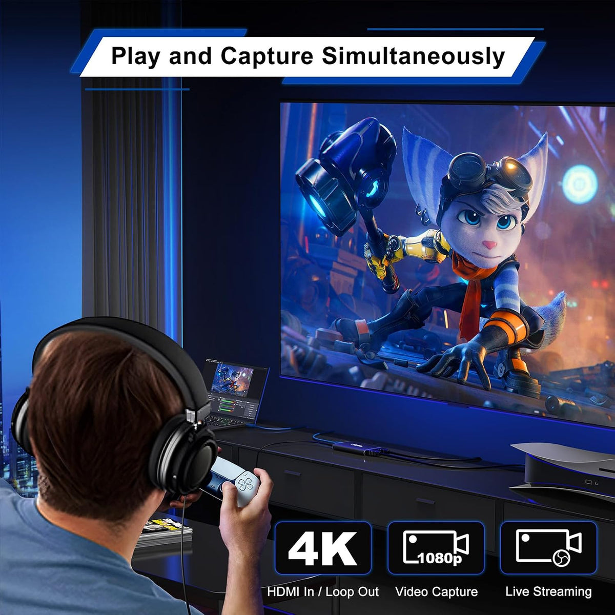 Portta HDMI Video Capture Card, Stream and Record in 1080P60 with Ultra-Low Latency, 4K HDMI in/Loop Out, USB 3.0 to PC Compatible with Nintendo Switch 2/PS4/PS5/Xbox/OBS