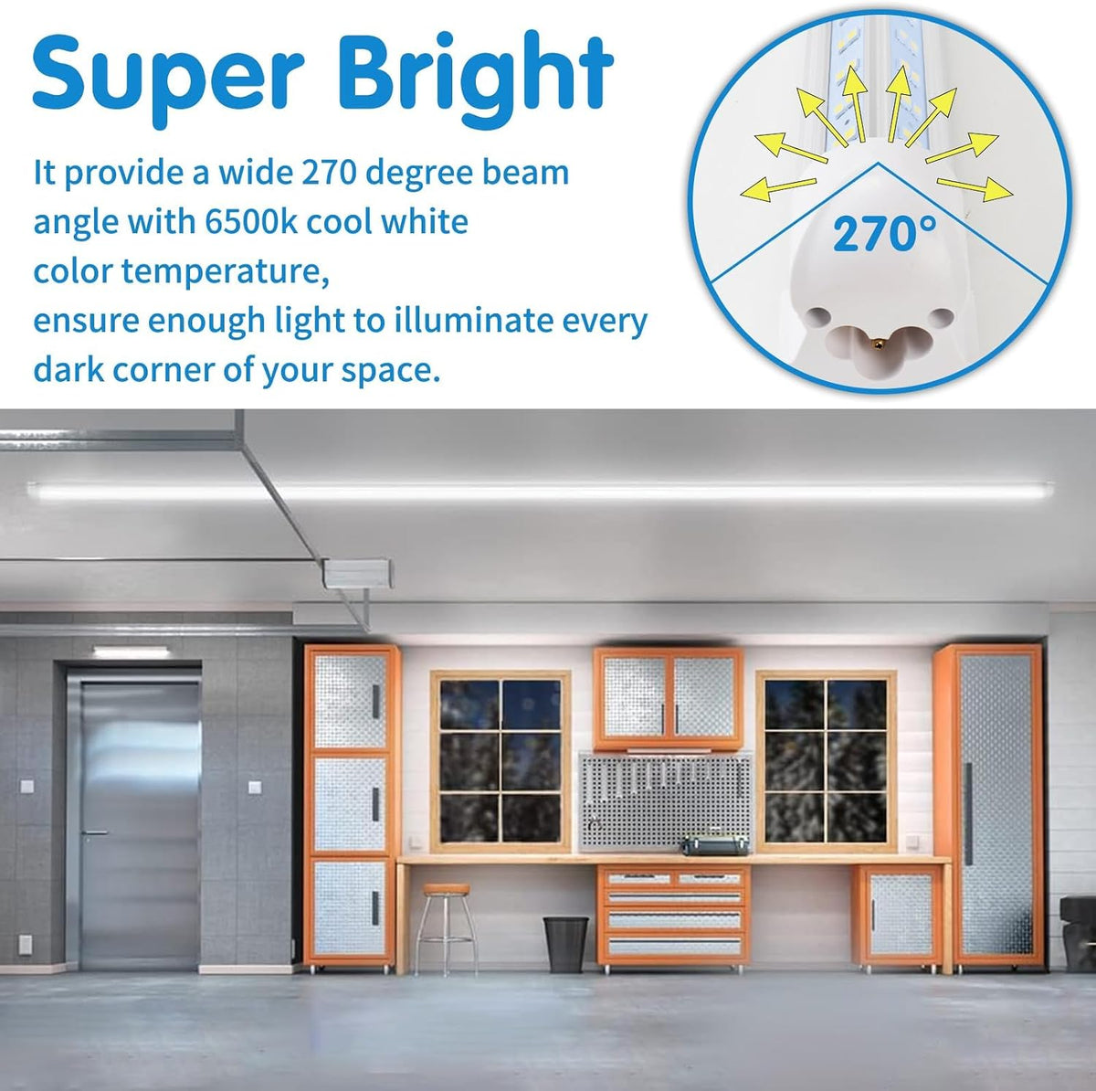 AQIQUUT Led Shop Light 2ft,Led Shop Light,25W 6500K 3200LM Clear Cover,T8 LED Light Fixture,Ceiling and Utility Shop Lights,Linkable Light Fixture for Room,Garage,Workbench,Warehouse(2-Pack)