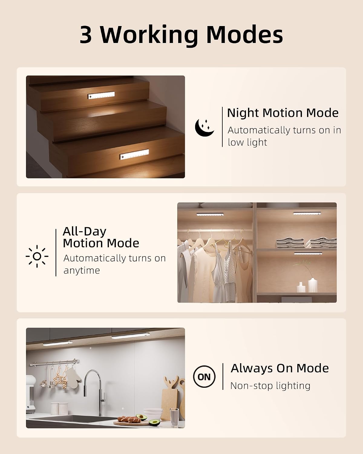 EZVALO Under Cabinet Lighting with Charging Station, Motion Sensor Lights