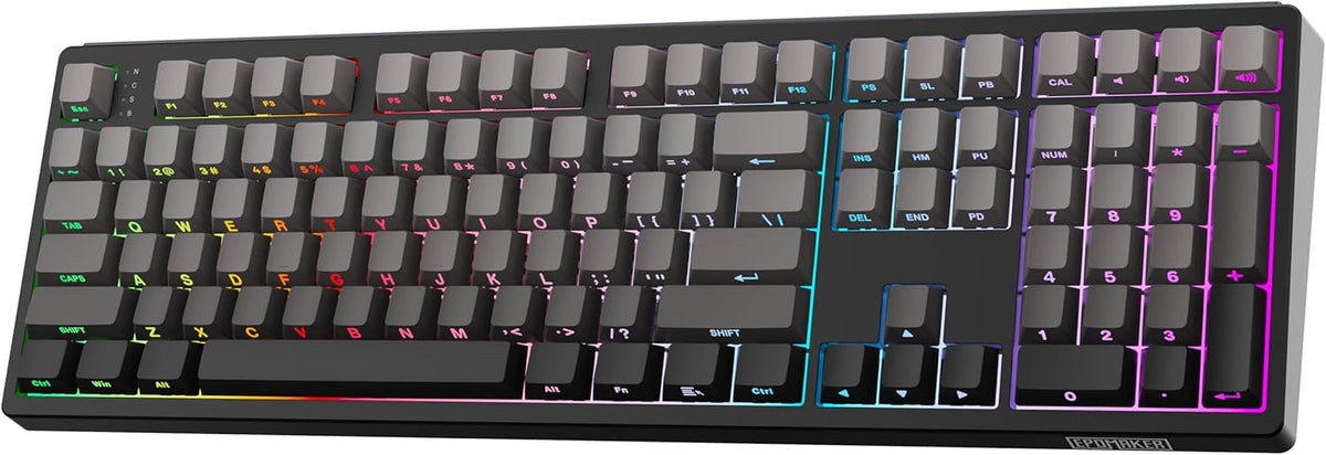 EPOMAKER TH108 Full Size Mechanical Keyboard, Wireless Gaming Keyboard with 10000mAh Battery, Creamy Gasket, 108 Keys, Hot Swap, Custom Driver, RGB Backlight (Black, Sea Salt Silent)