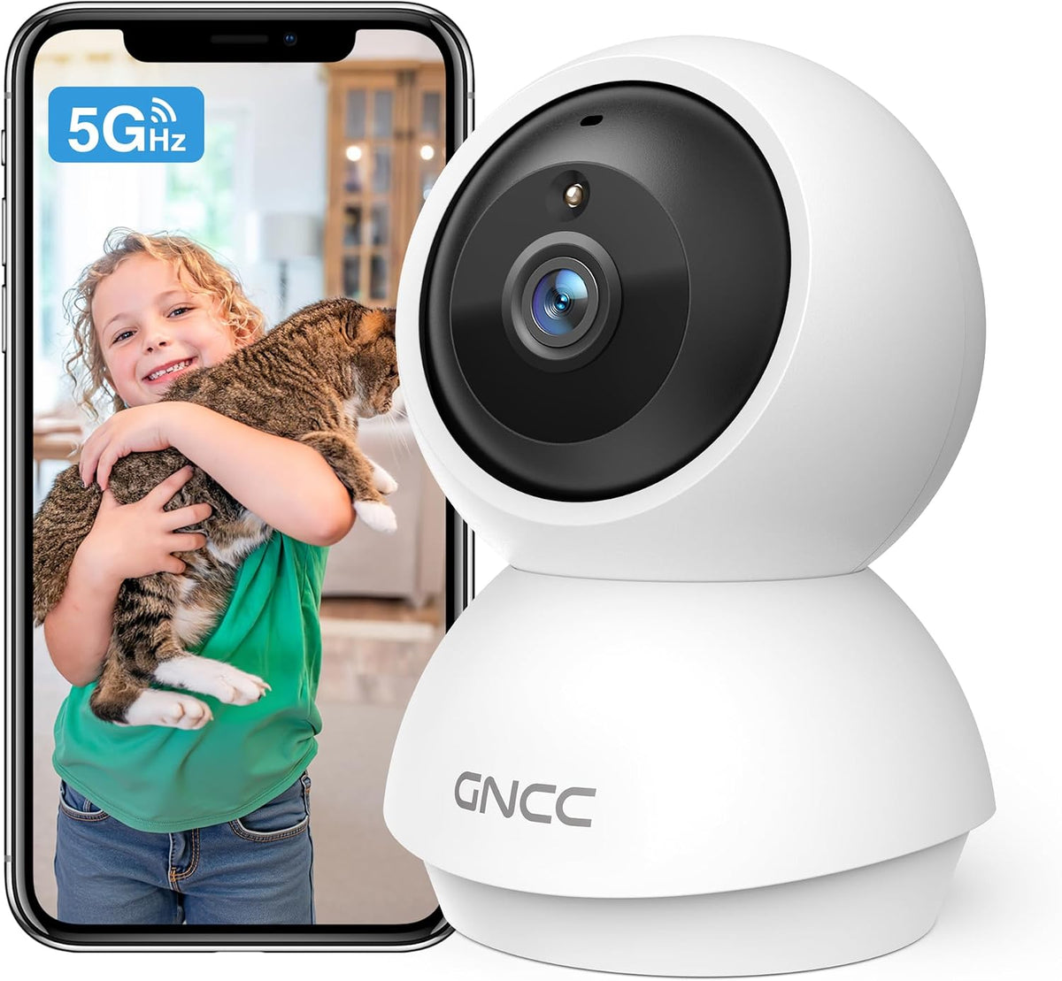 GNCC 2K Security Camera Indoor, 5G WiFi Cameras for Home Security,Phone App