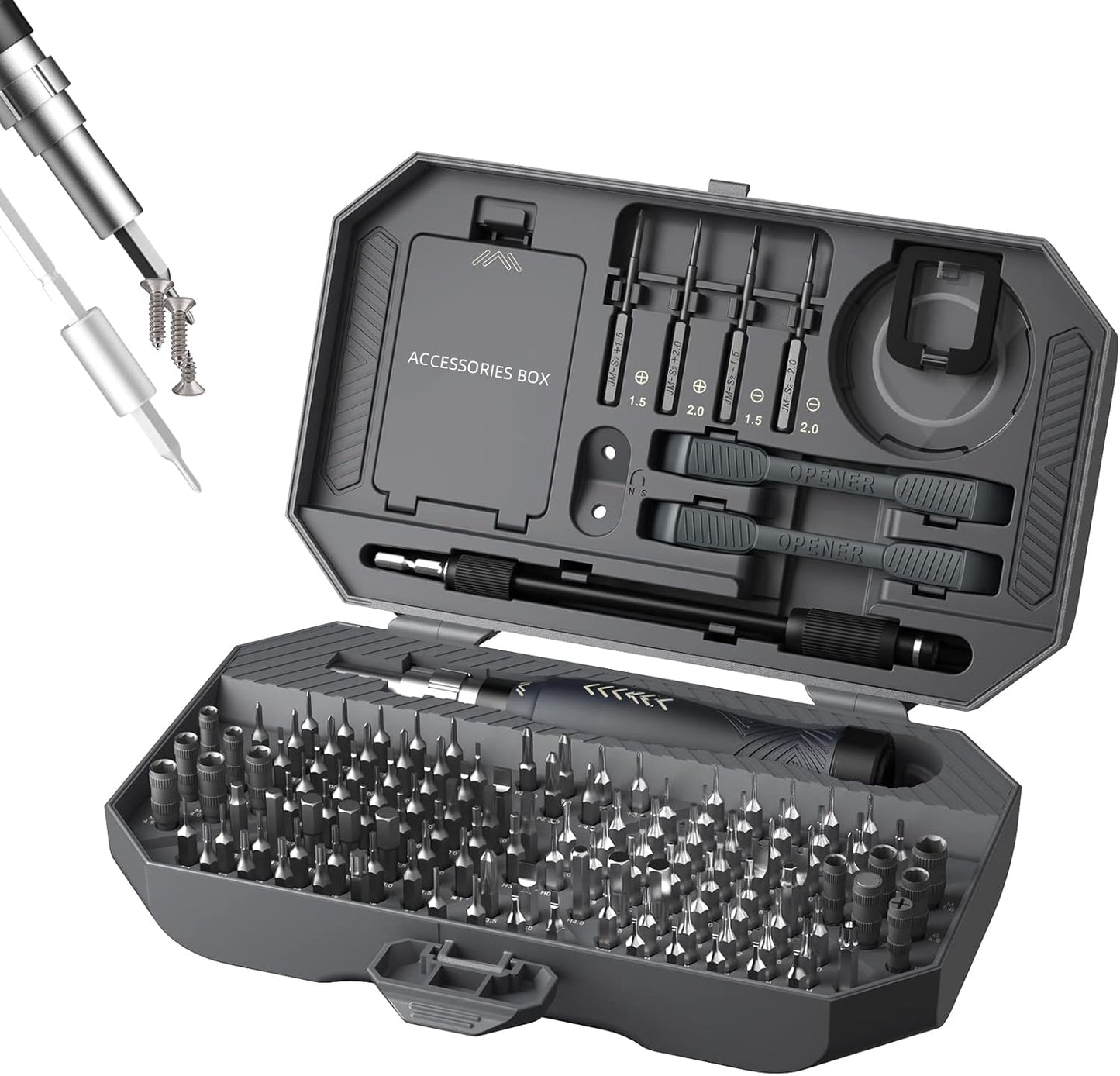 Small Electric Screwdriver Set, JAKEMY Smart 3 Torque Cordless Screwdriver Kit, Compact Power Screwdrivers with 160 Precision Bits for Computer, Laptop, iPhone, PS5, Xbox, Watch, Jewelry, Eyeglasses