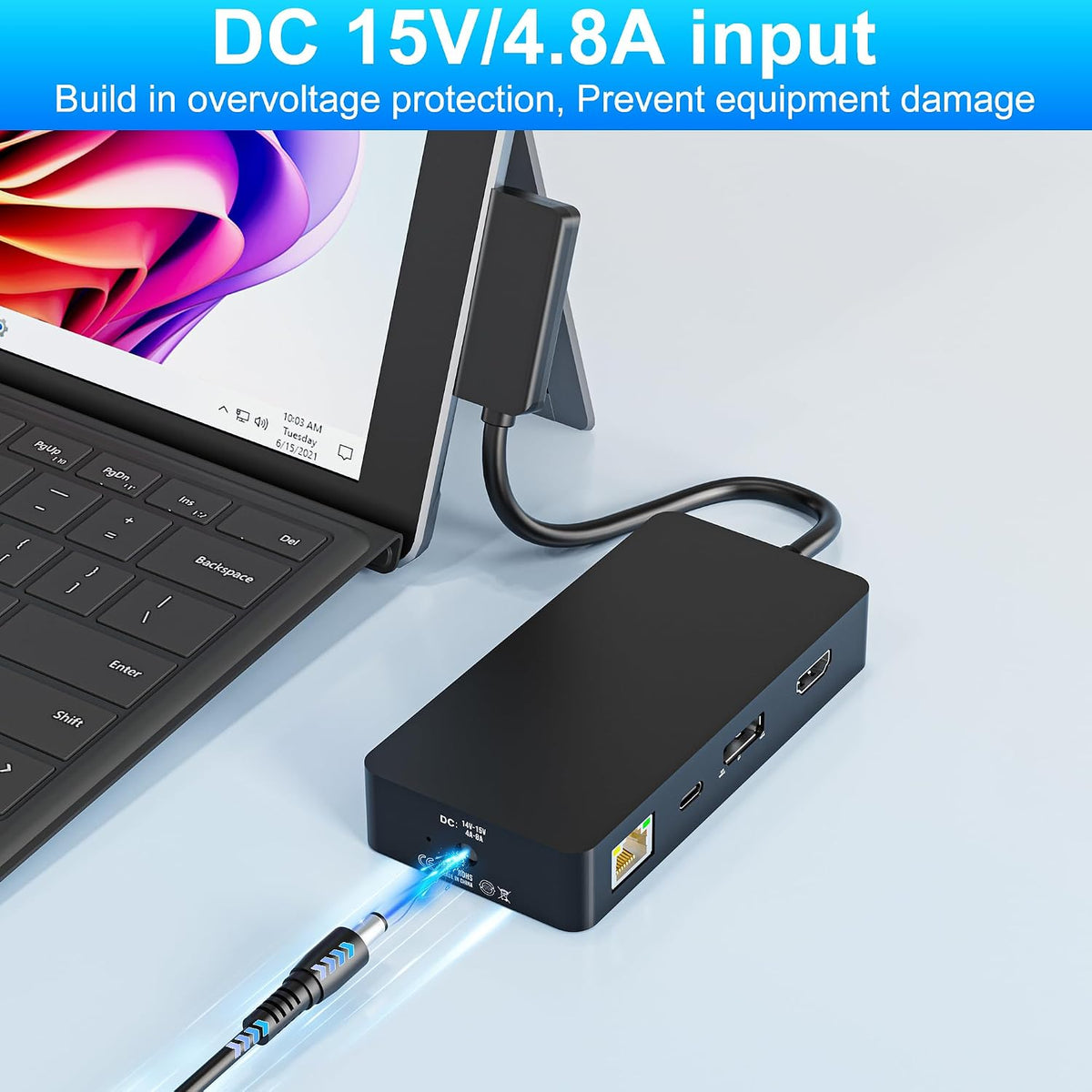 Surface Dock Station, 12 in 1 Surface Pro Docking Station 4K@60Hz Triple Display HDMI+USB C+DisplayPort for Surface Pro 11/10/9/8/X/7/6/5/4/3,Surface Laptop 7/6/5/4/3/2/1,Surface Book Go