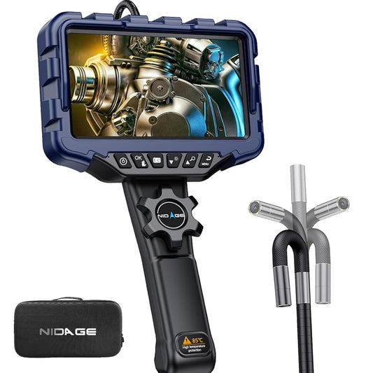 7" IPS Borescope, 1080P HD Articulating Endoscope Camera with Light | 0.24in Inspection Borescope, Wide Angle lens, IP67 Waterproof, 32GB Card, Carrying Case, for Automotive, Wall, Mechanics Tool