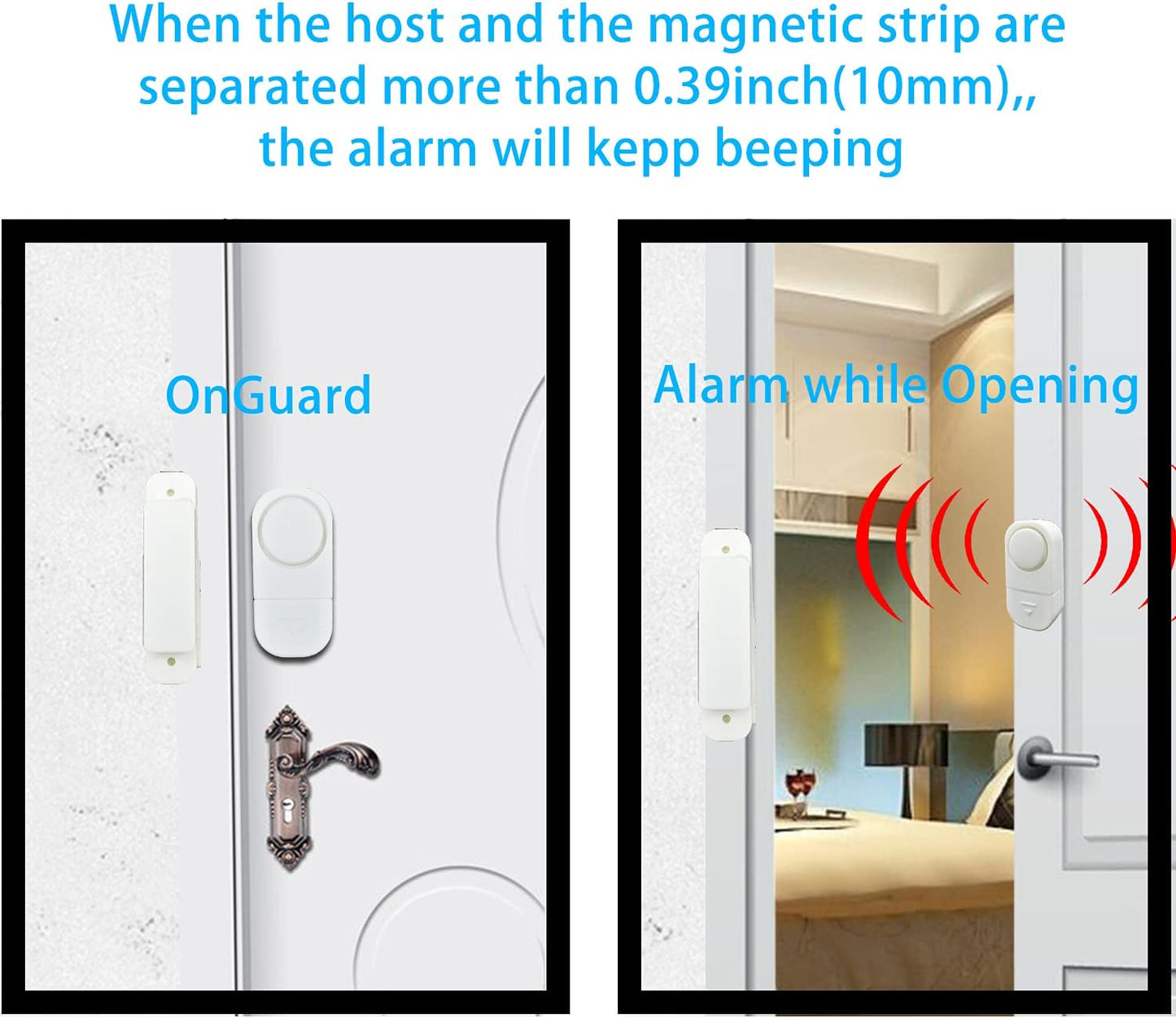 6 Pack Wireless Security Window/Door Alarm, Magnetic Sensor Door Window Burglar Alert Alarm Pool Alarms Super Loud for Home, Garage, Apartment, Dorm, RV and Office(Include Batteries)…