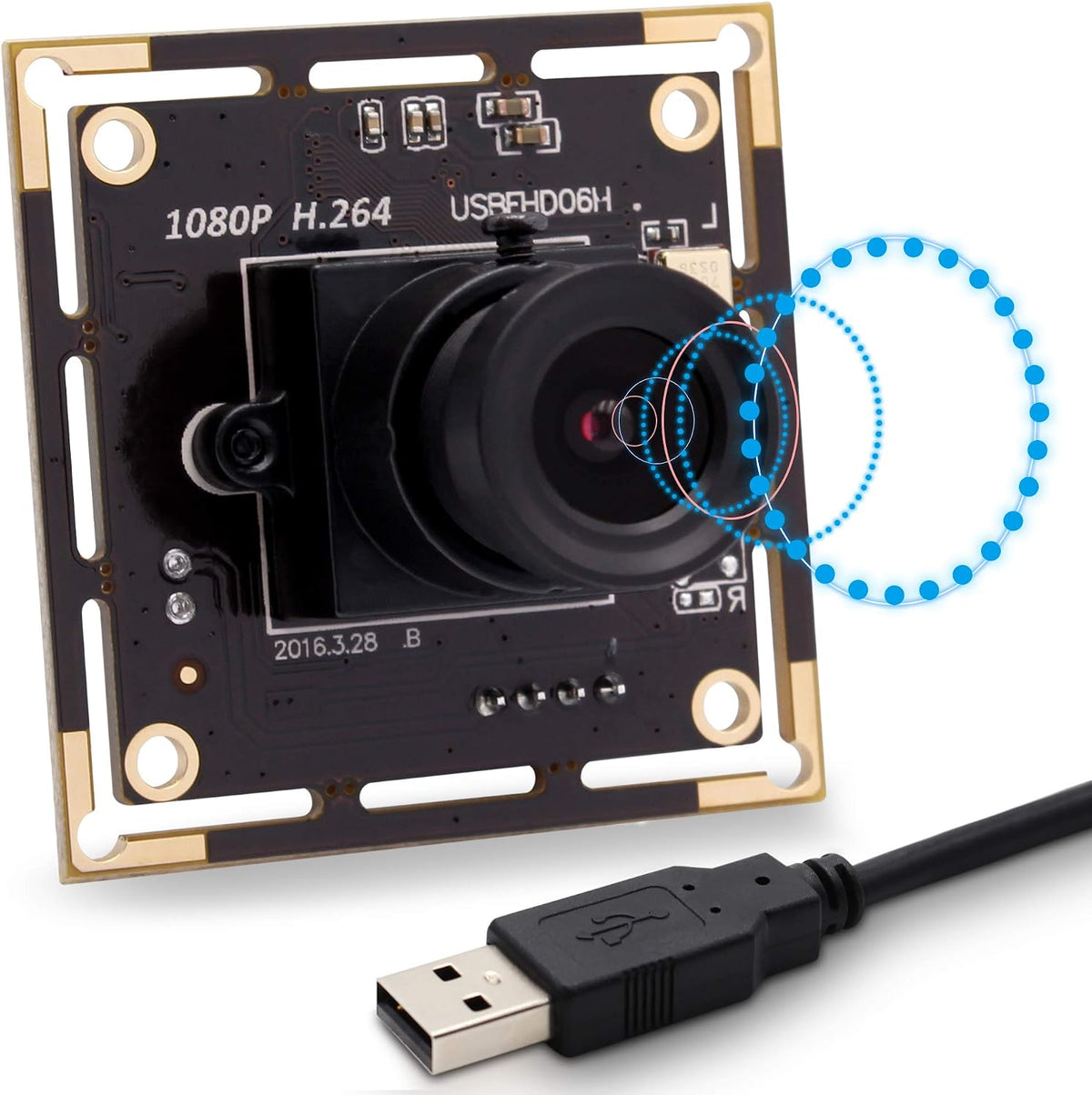 SVPRO 1080P USB Camera Module with Microphone, 2.8-12mm Zoom Lens, 0.01 Low Light Camera for Surveillance, IMX323 Sensor Webcam Board Module H.264 Supported