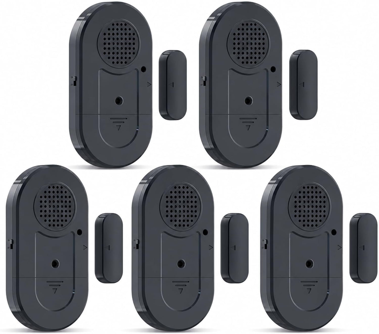 Sanjie Door Window Alarm Sensors, 5 Pack, 125dB, Volume Control | 125dB wireless sensors alert when doors or windows open, with adjustable volume, easy installation and long battery life