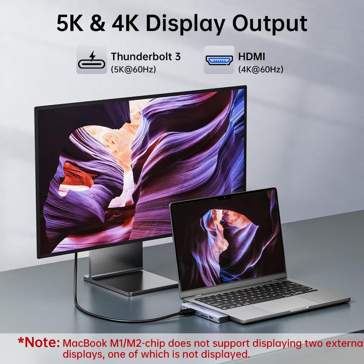 USB C Hub Adapter for MacBook Pro/Air M5 M4 M3 M2 M1 2026-2018 13" 15" 16", Mac Multiport Adapter, 8 in 2 MacBook Accessories Dongle with HDMI 4K@60hz, Thunderbolt, USB C&A Data Ports, SD Card Reader