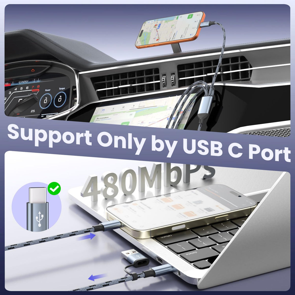 4 in 2 USB C Multi Charging Cable, 5FT Charging Cords with Micro USB Cable