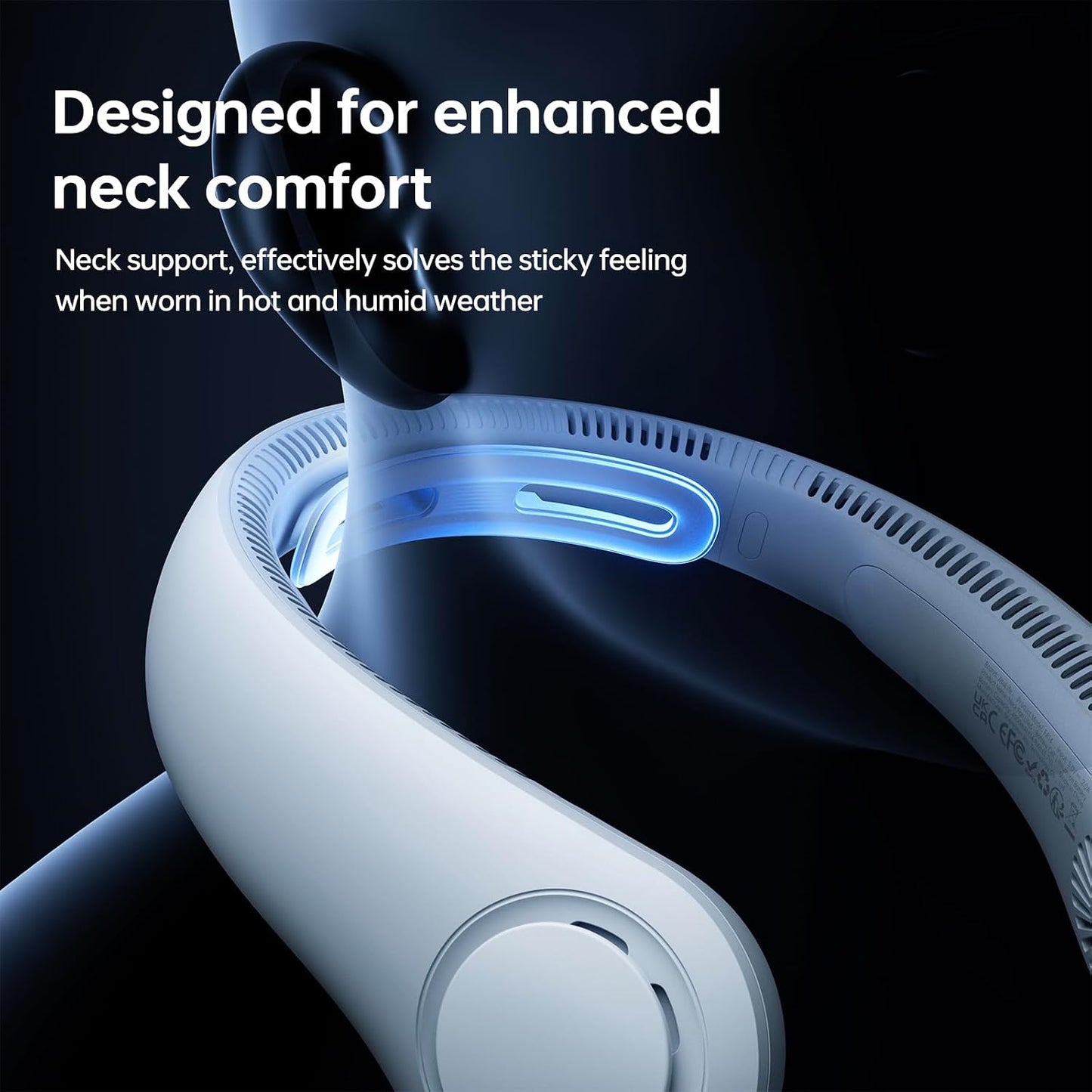 JISULIFE Portable Neck Fan Upgraded: Neckbrace Hands-Free, 5-Speed 6000 mAh | 25H Max Runtime, Personal Wearable Bladeless Rechargeable Fan for Outdoor/Travel/Concerts, Gifts for Women Men - Light Blue