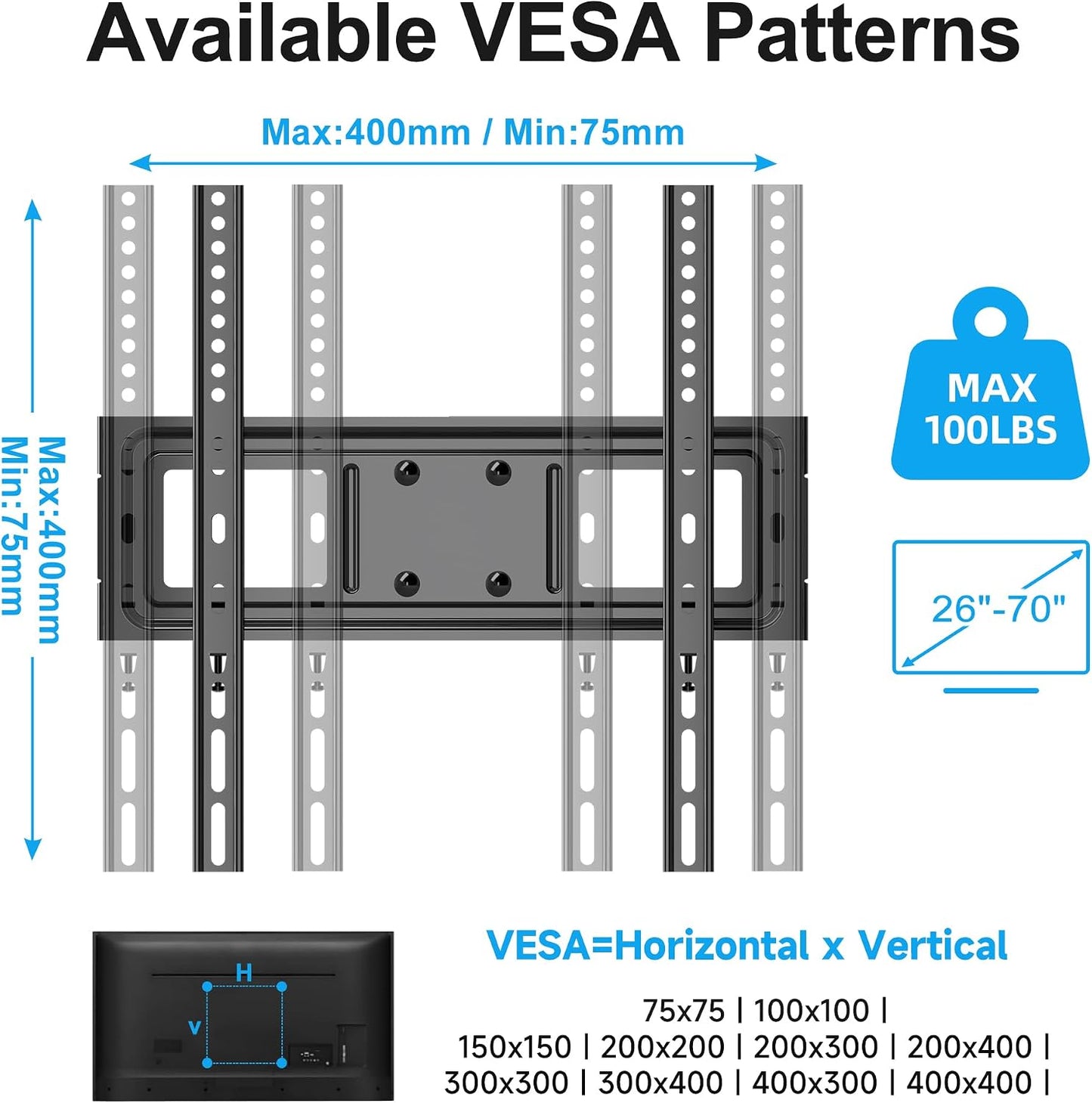 XINLEI Full Motion TV Wall Mount for Most 26"-70" Flat/Curved TV, Swivel Tilt Bracket with Articulating Dual Arms, Support 100lbs, Max VESA 400x400mm, Fits 12”/16" Wood Stud (MA570)