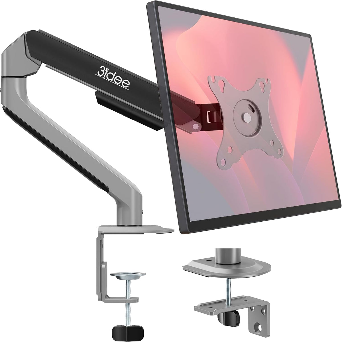3IDEE FlexiLite Dual Monitor Arm Desk Mount for 17-32" Screens, Holds up to 20 lbs per Monitor, Slim Aluminium Design, Fully Adjustable, Quick Box to Desk Setup, Clamp/Grommet Base, VESA 75/100