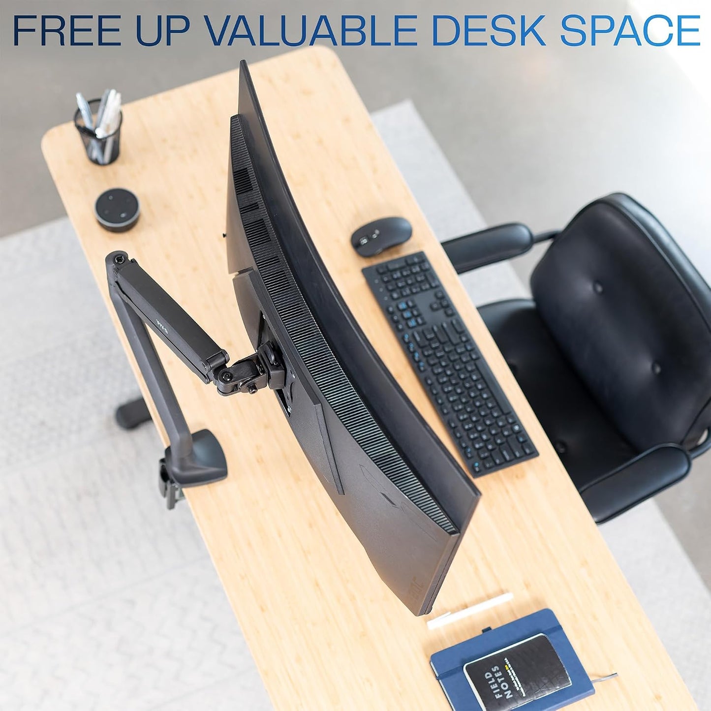 VIVO Premium Aluminum Height Adjustable Single Monitor Articulating Desk Mount Stand w/Gas Spring Arm Fits up to 32" Screen (STAND-V001Q)