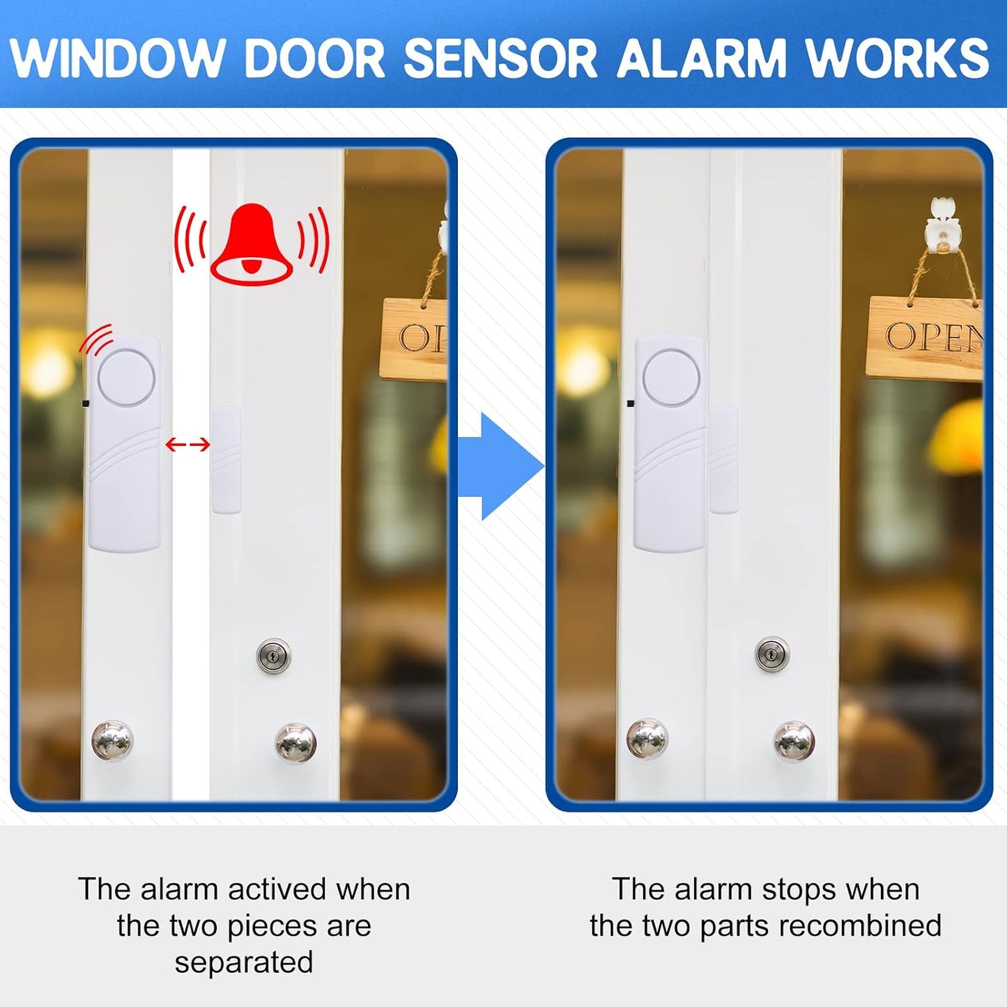 Xuhal 24 Pcs Door Window Alarm for Home Security Bulk Wireless Door Sensors Security Burglar Alarm Anti Theft for Safety, Home, Office, Garage, Apartment