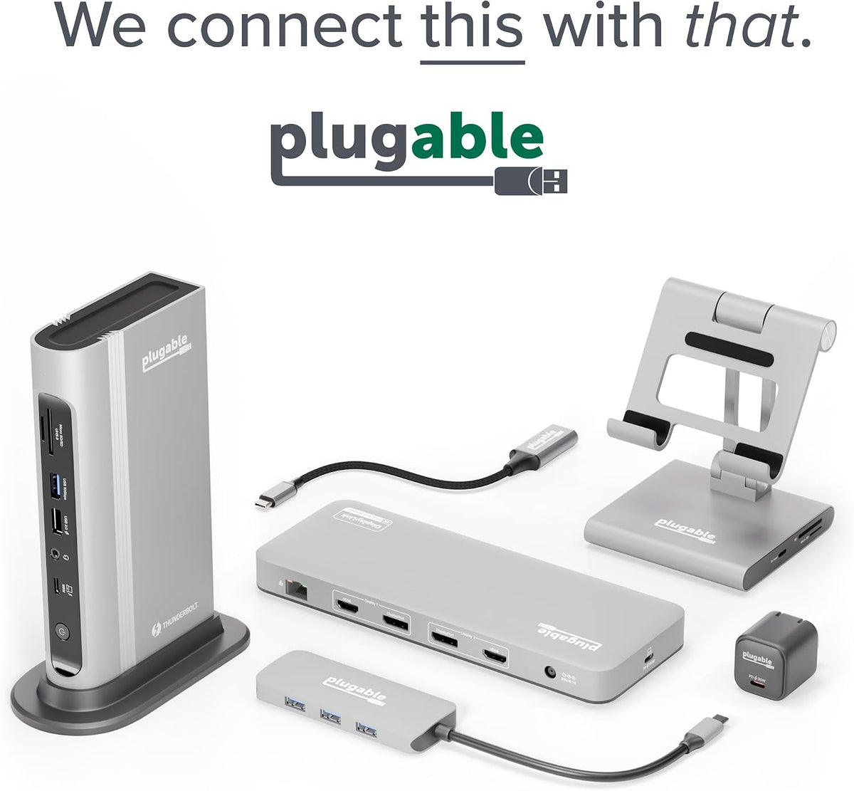 Plugable 7-in-1 USB C Hub Driverless Multiport Adapter with Ethernet