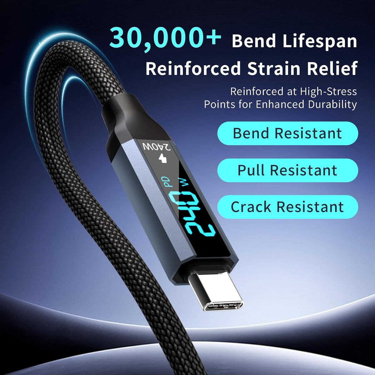 40Gbps USB4 Cable 240W USB-C to USB-C Cable, 8K@60Hz & 4K@144Hz High Refresh Video, 5ft Nylon Braided Fast Charging Cord, for Thunderbolt 4, Docking Station, External SSD, eGPU, Mac mini M4, Dell XPS