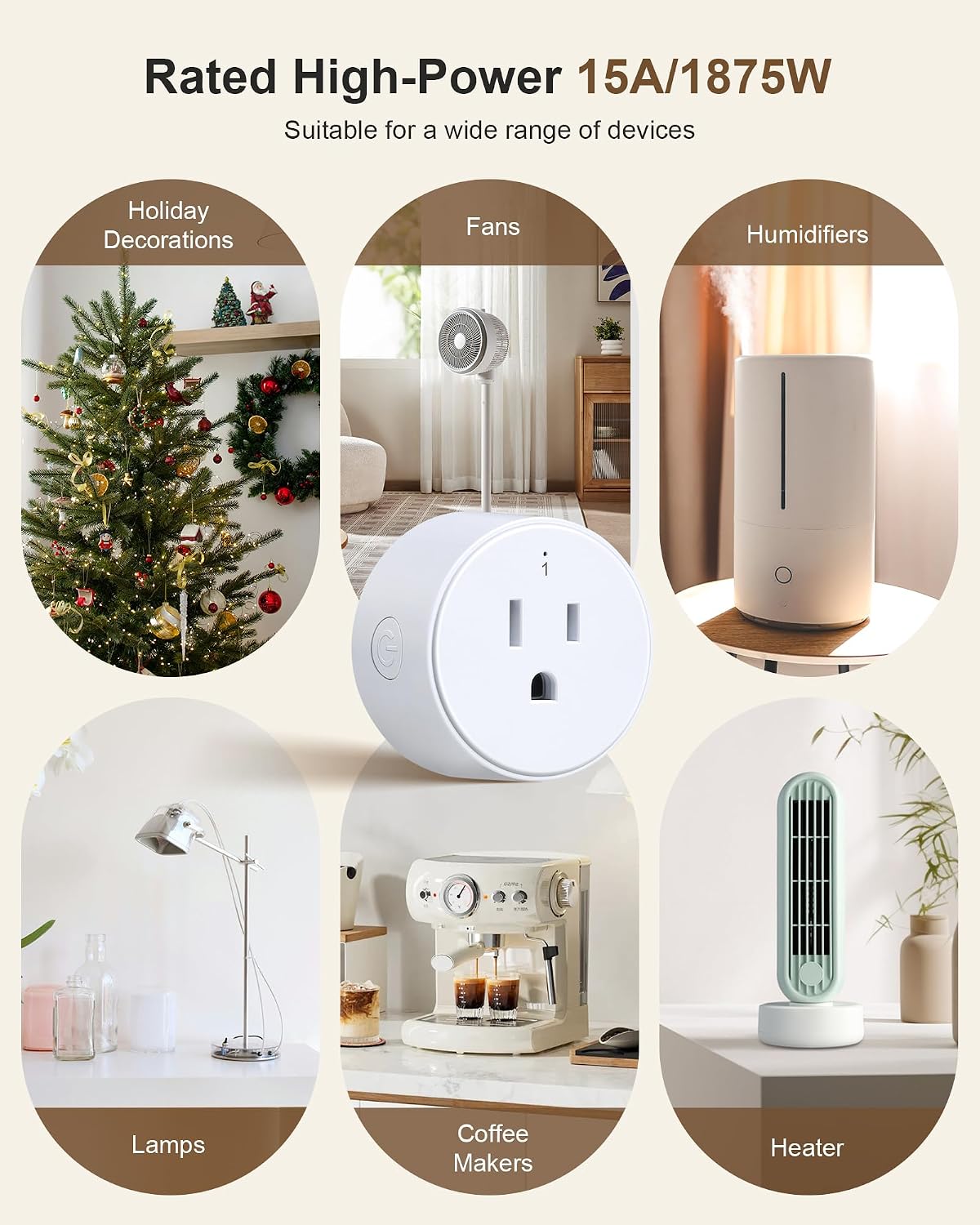 Remote Control Outlet with All ON/Off Portable Magnetic Switch | 200FT Wireless Range, Mini Round Outlet Plug, 15A/1875W, for Lamps/Lights/Household Appliances, FCC listed, Pre-Programmed