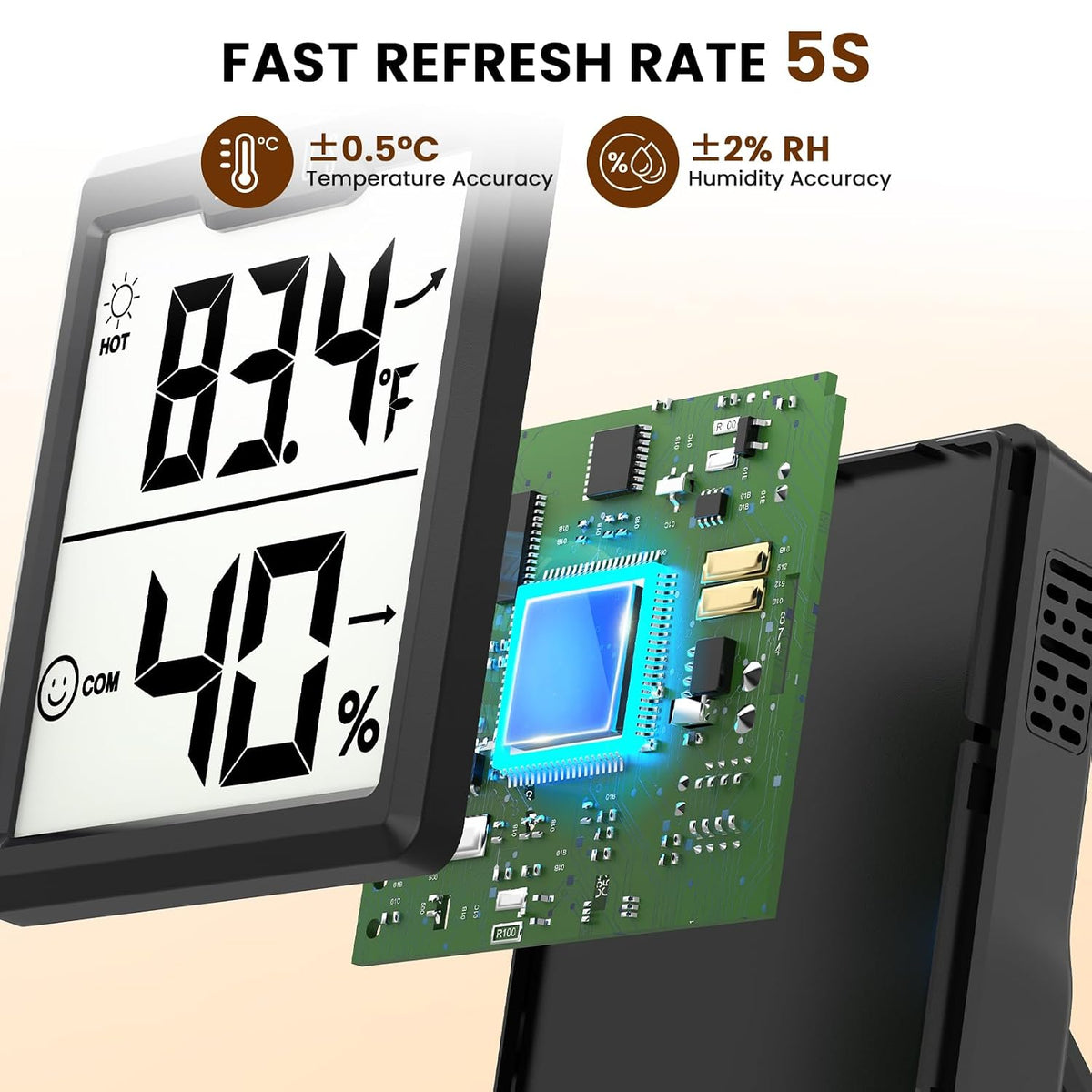 DOQAUS 3 Pieces Digital Hygrometer Indoor Thermometer Humidity Meter, Black
