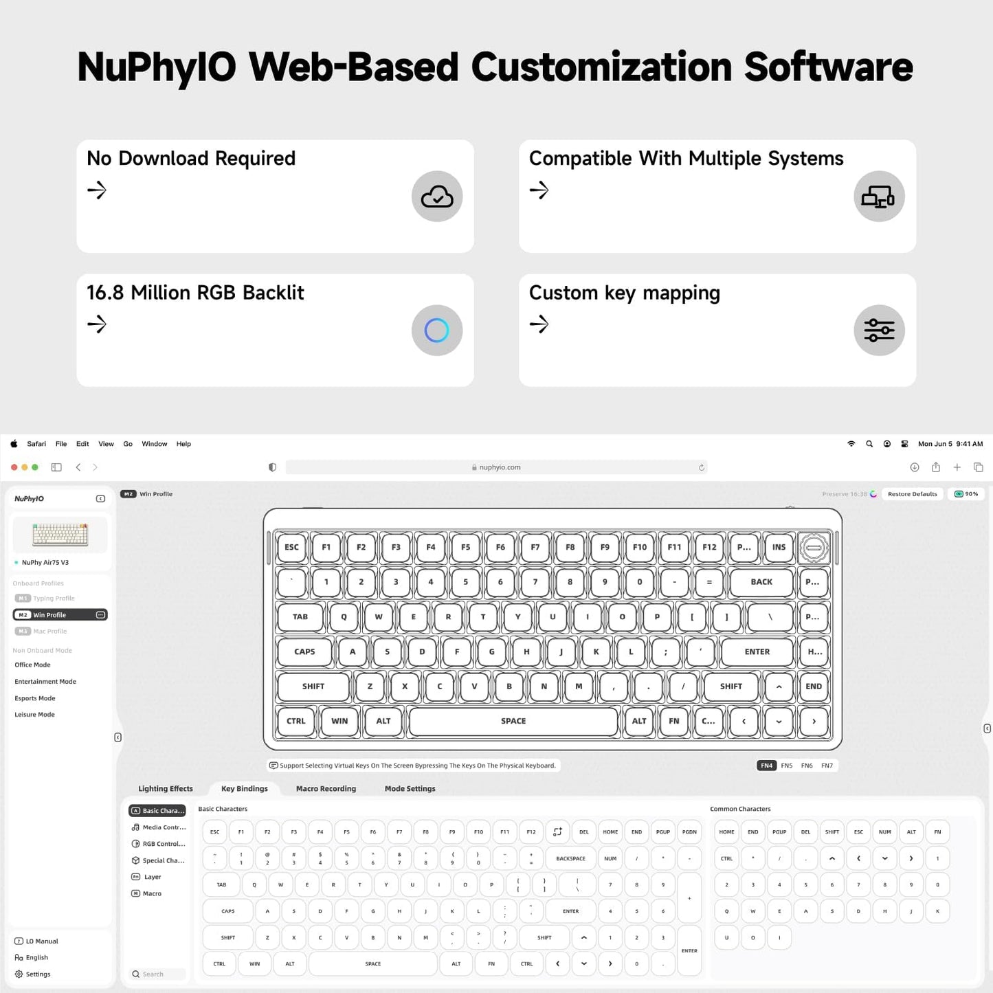 nuphy Air75 V3 Mechanical Keyboard with Knob, White-Red Nano Switches | 75% Low Profile keyboard, Hot-Swap, for Mac, Windows, Bluetooth/2.4GHz/USB-C, Wireless keyboard, RGB Backlit, PBT keycaps
