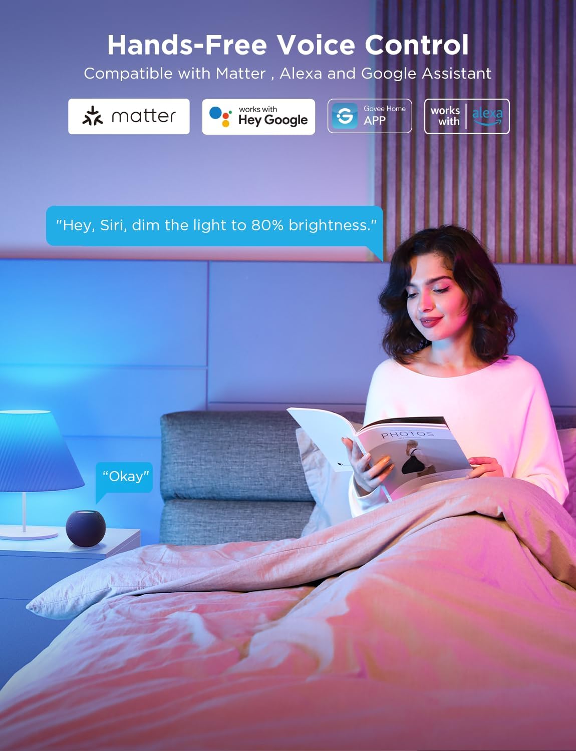 Govee LED Smart Light Bulbs, 1000LM RGBWW A19 75W E26 Base 4 Pack