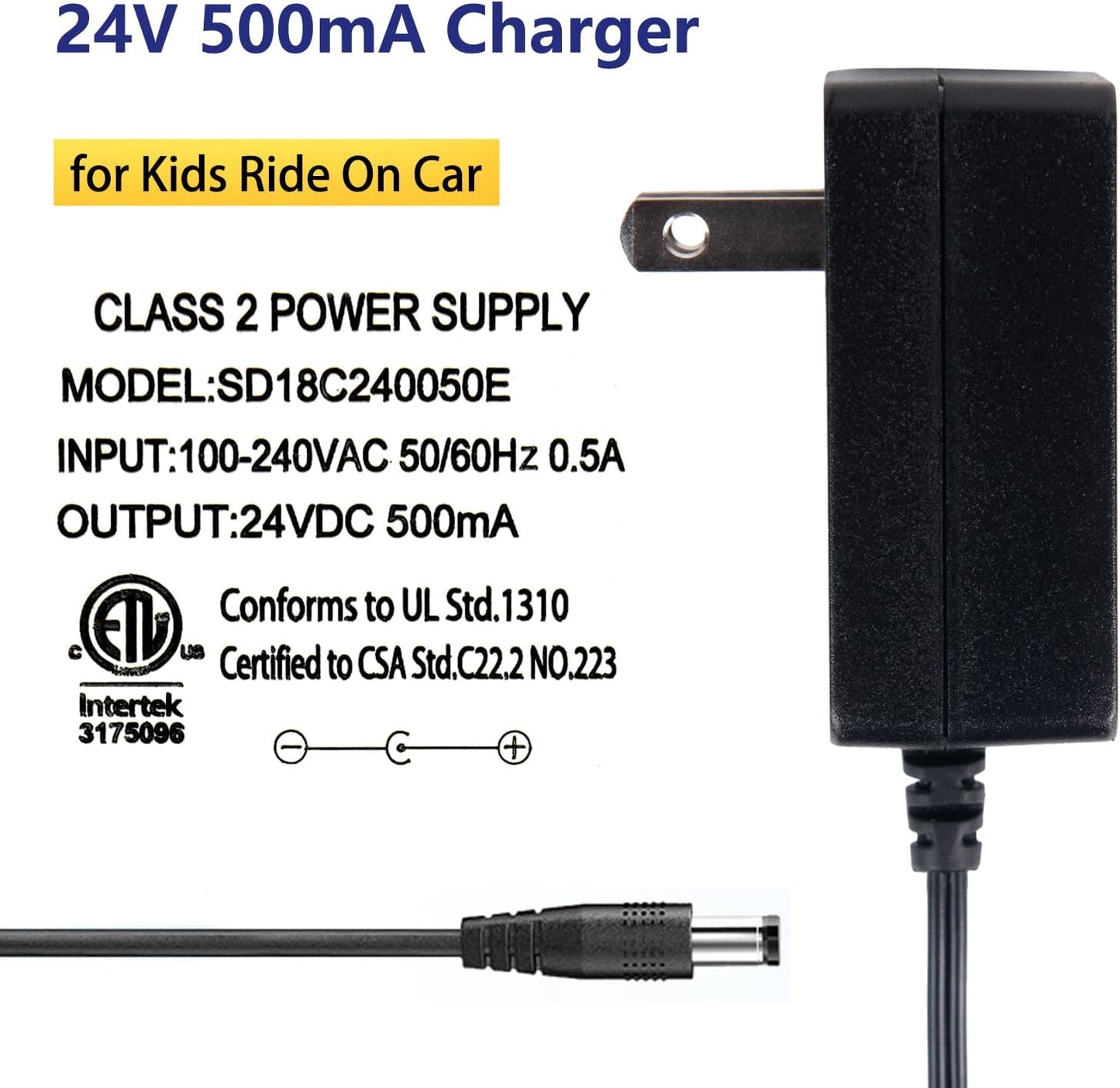 24V Charger for Ride On Car, 24V Battery Charger for Ride on Toys | for Lead-Acid Batteries Only