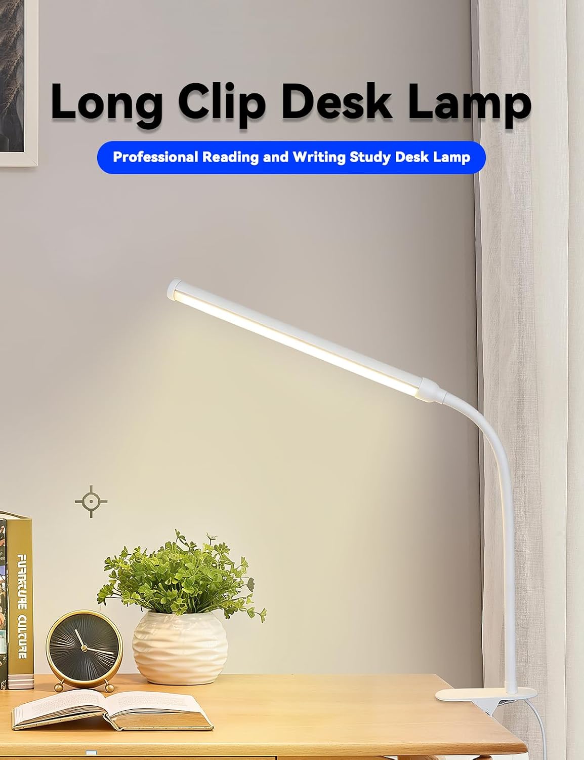 2 Pack LED Desk Lamp with Clamp, Desk Lamps for Home Office Three Colors Dimming, Computer Desk Monitor Light Bar Curved, Clip on Reading Accessories Lighting, Work from Home Essentials