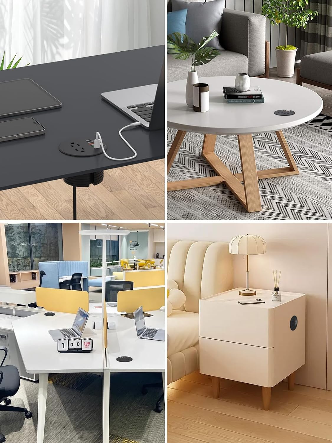 3 Inch Desk Power Grommet, 20W USB C 2 AC Outlets for Home&Office