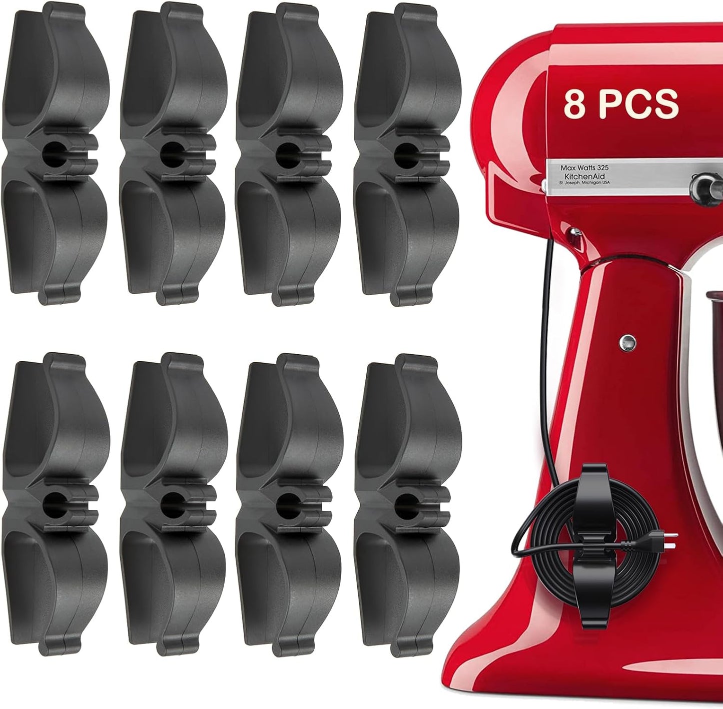 Lancord Cord Organizer for Appliances, 8 Pack Appliance Cord Organizer | Upgraded Kitchen Appliance Cord Organizer Stick On Cord Wrap Cord Holder for Appliances Mixer, Coffee Maker, Pressure Cooker