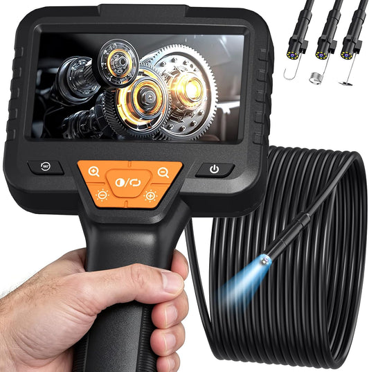 32.8FT Endoscope Camera with Light-1080P HD Borescope Inspection Camera | IP67 Waterproof Sewer Tools with 8 Adjustable LEDs,Snake Cameras with 4.3" IPS Screen for Plumbing & Automotive Engines