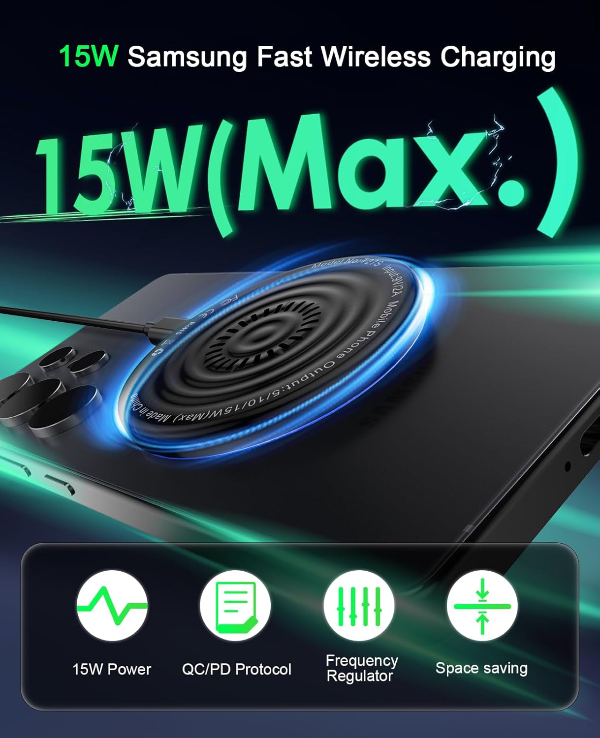 Wireless Charger 2Pack 6FT 15W Samsung Magnetic MagSafe Charger | Wireless Fast Charging Pad for Galaxy S26 S25 Ultra/S24 FE/S23 Ultra/S22/S21/Z Google Pixel 9 8a 7a 8 7 Pro | Strong Magnet