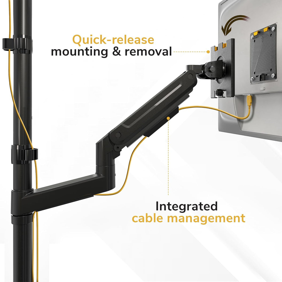 Mount-It! Dual Stacked Monitor Wall Mount, Heavy-Duty Gas Spring, 17-49 in