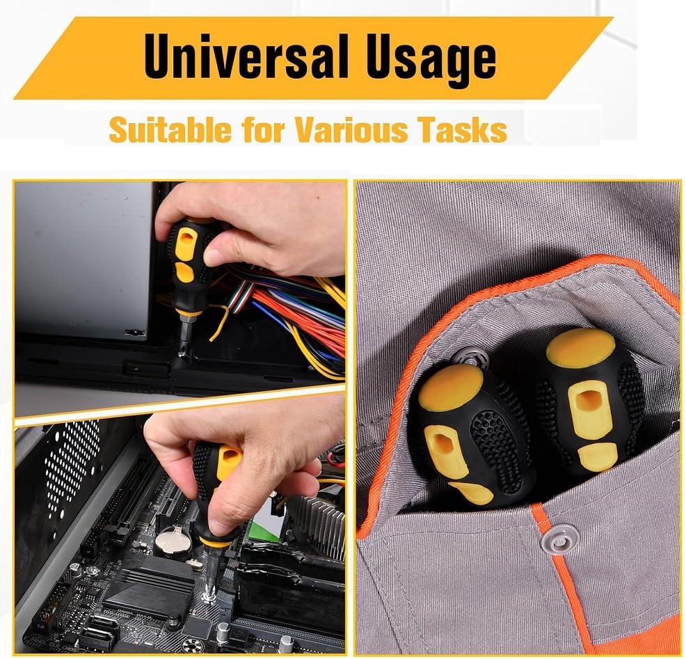 6-Piece Magnetic Slotted Screwdriver Set, Professional Cushion Grip | Flat Head Screwdrivers Hand Tool Set